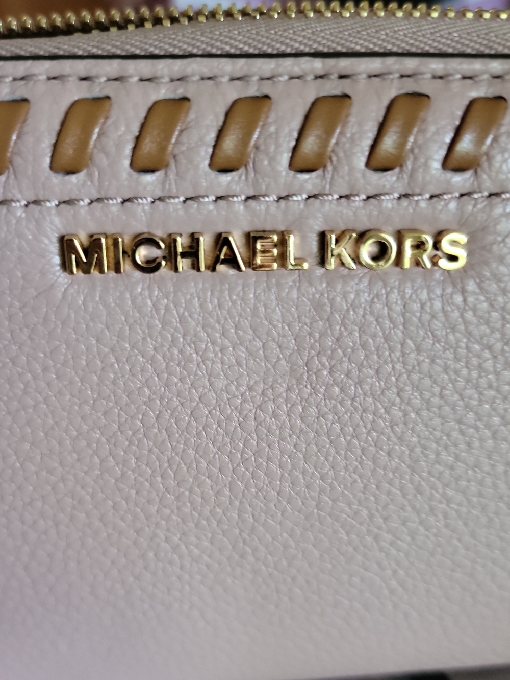 Michael Kors Fawn/Pale Pink Zip-Around Wallet with Gold Logo - Picture 5 of 10